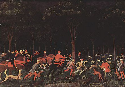 Paolo Uccello, Chasse nocturne, Oxford Ashmolean Museum tableau